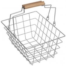 Mamamemo metal shopping basket with wooden handle
